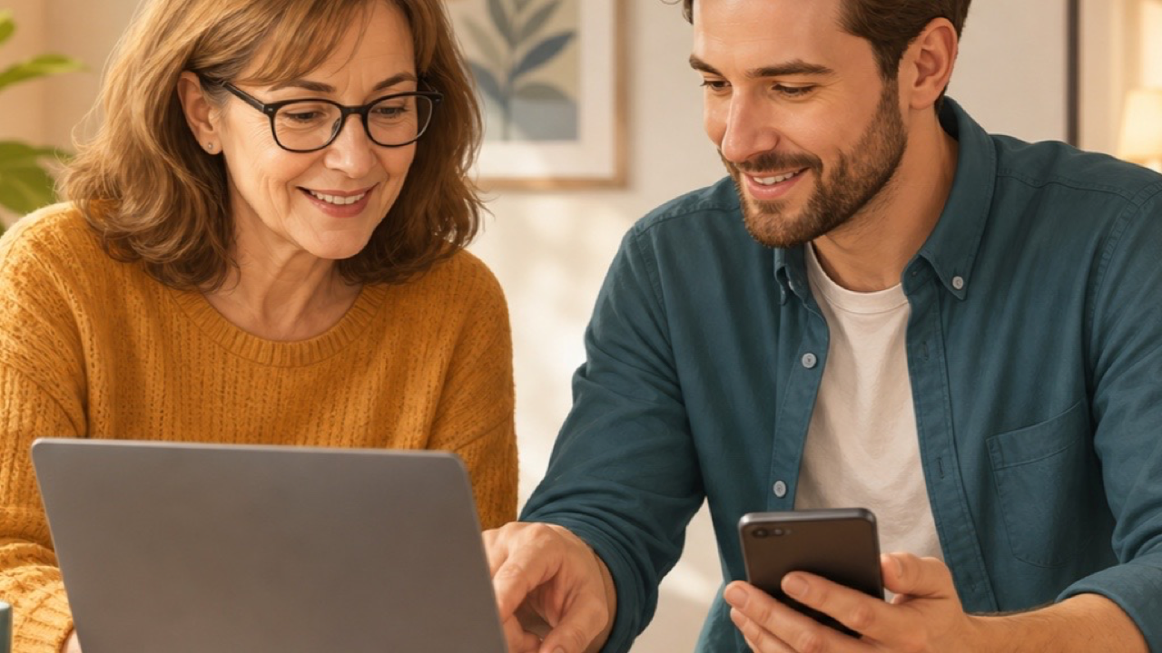 Eine Reisende prüft wichtige Dokumentdaten auf ihrem Smartphone